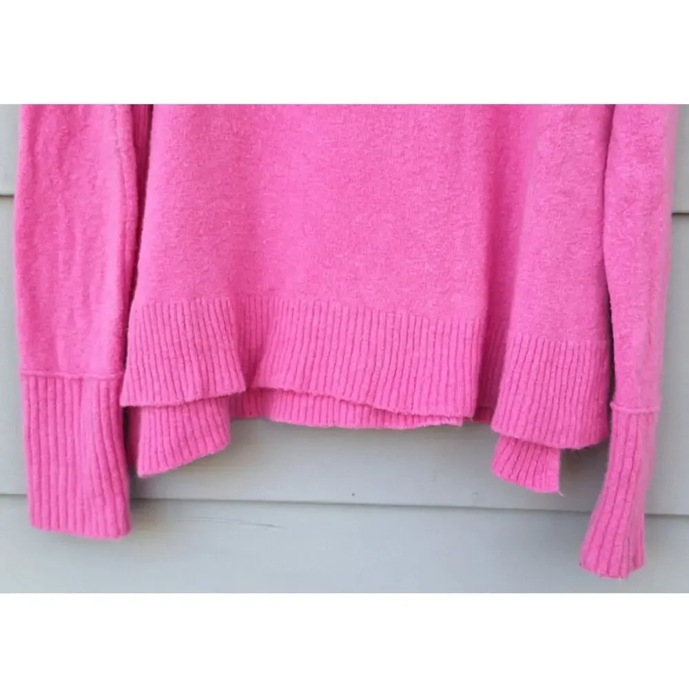 J. Crew Wome's Turtle neck Merino Wool Alpaca blend Pink Sweater Lightweight M L